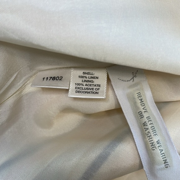 ANN TAYLOR LOFT Pleated sz 4 Black & Pink Stripe Linen Cream Skirt Academia Prep - Picture 6 of 7